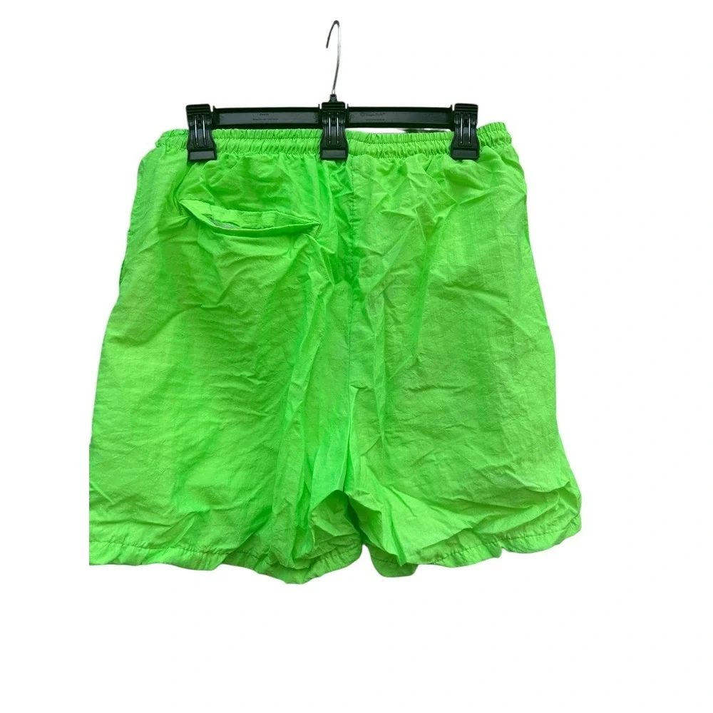 Vintage 80s Weekender USA Neon Green Nylon Swim Shorts Trunks Mens Large